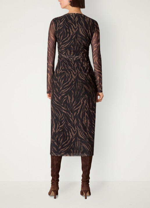 Whistles Midi jurk met zebraprint - achterkant 2 zwart