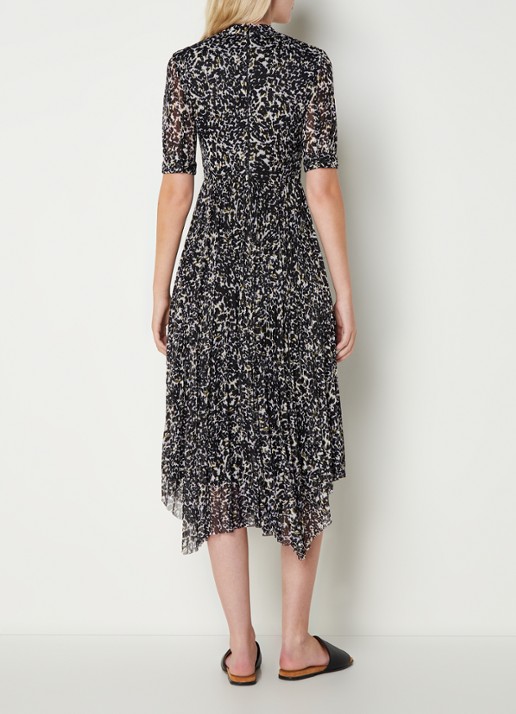 Whistles Midi jurk van mesh met panterprint - achterkant lichtbruin