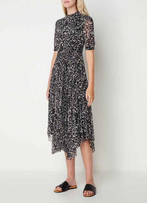 Whistles Midi jurk van mesh met panterprint - detail 4 lichtbruin