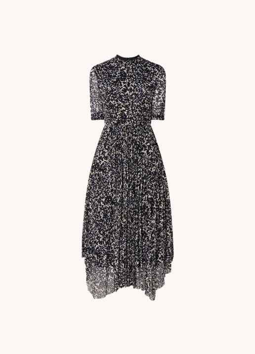 Whistles Midi jurk van mesh met panterprint - voorkant 2 lichtbruin