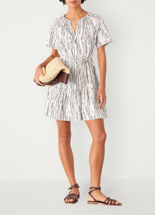 Whistles Mini jurk met print  - voorkant 3 gebroken wit