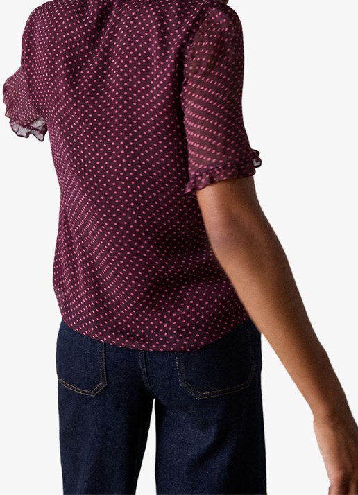 Whistles Polka Dot blouse met ruches - achterkant 3 paars