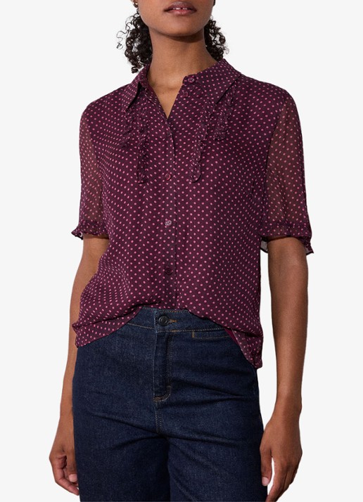Whistles Polka Dot blouse met ruches - detail 5 paars