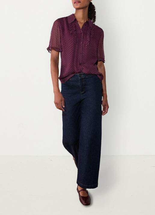 Whistles Polka Dot blouse met ruches - voorkant 2 paars
