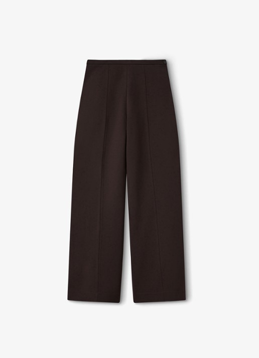 Whistles Ponte high waist wide fit pantalon - voorkant 4 donkerbruin