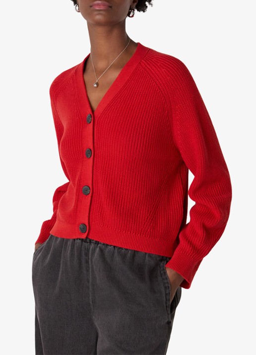 Whistles Ribgebreid vest met V-hals