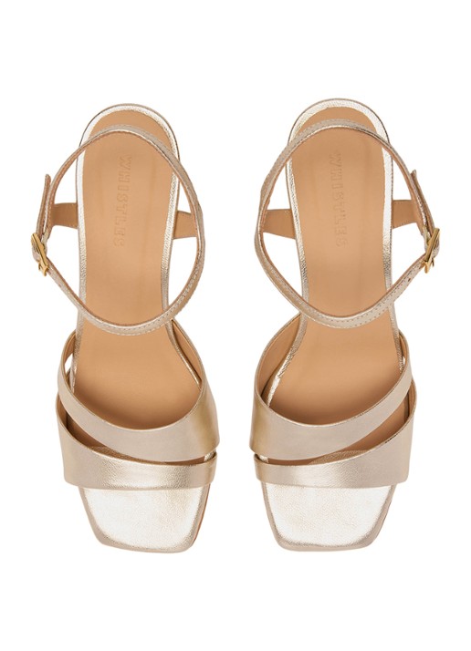Whistles Sandalette met metallic finish - detail 4 goud