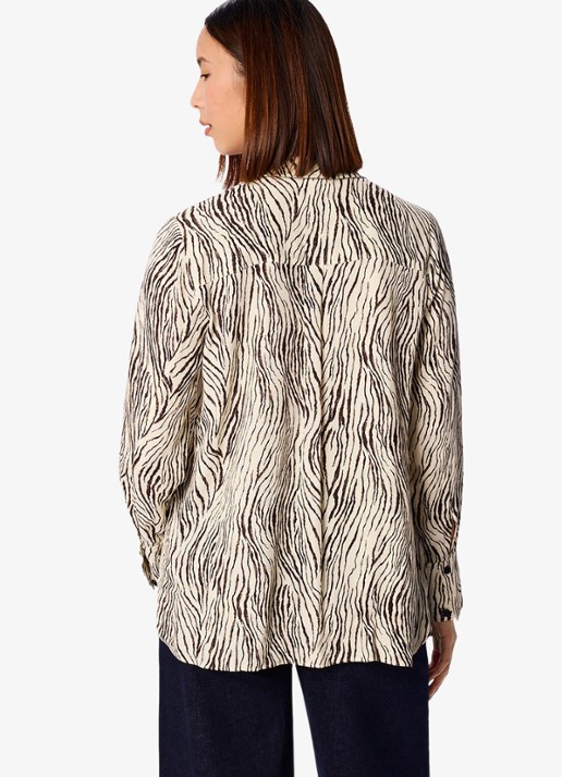 Whistles Semi-transparante blouse met zebraprint - achterkant 3 beige