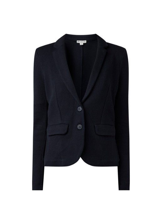 Whistles Slim fit blazer van jersey met ingeweven structuur - voorkant donkerblauw