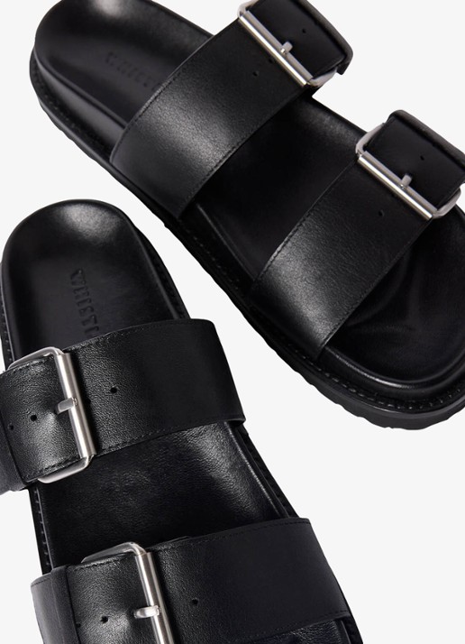 Whistles Slipper van leer met gespdetail - detail 3 zwart