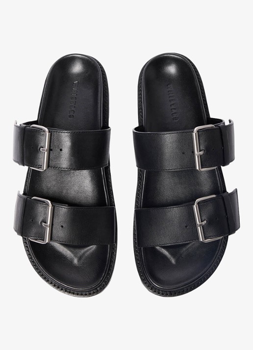 Whistles Slipper van leer met gespdetail - detail 4 zwart