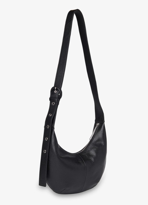 Whistles Small Sia crossbodytas van leer - detail zwart