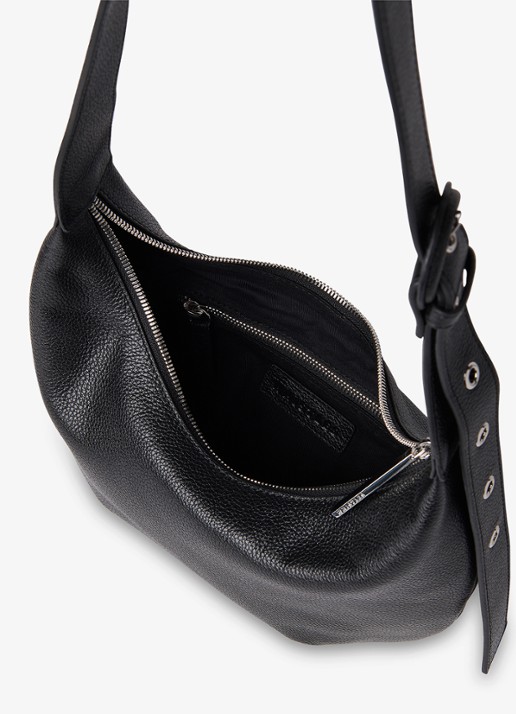 Whistles Small Sia crossbodytas van leer - detail 2 zwart