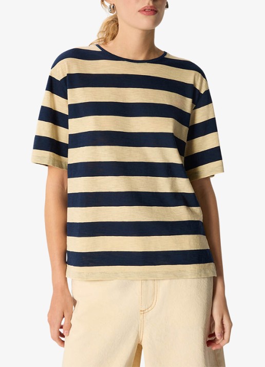 Whistles T-shirt met streepprint - detail 4 donkerblauw