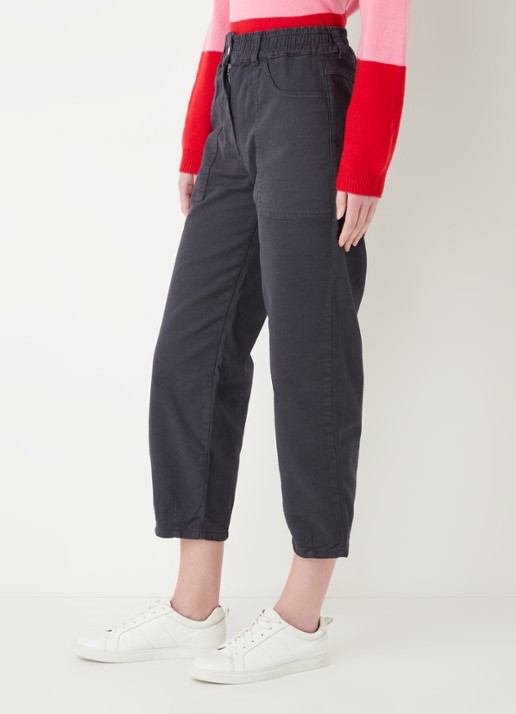 Whistles Tessa high waist cropped straight leg jeans met gekleurde wassing  - detail 4 antraciet