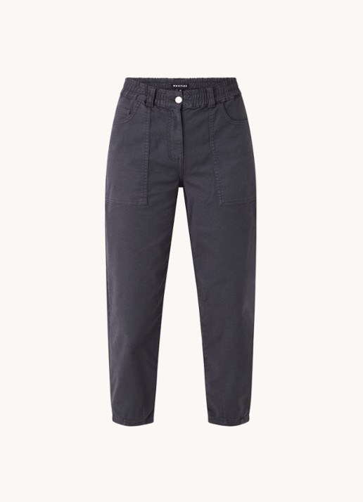 Whistles Tessa high waist cropped straight leg jeans met gekleurde wassing  - voorkant antraciet