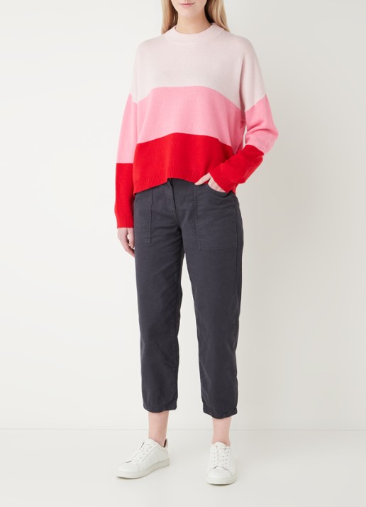 Whistles Tessa high waist cropped straight leg jeans met gekleurde wassing  - voorkant 2 antraciet