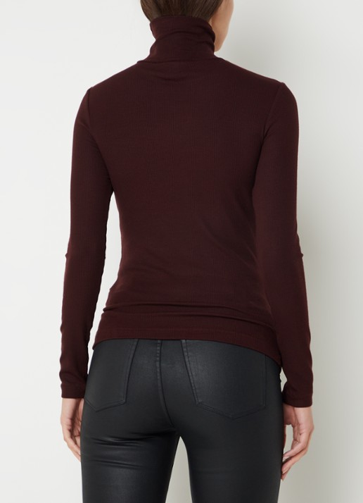Whistles Top met col en ribstructuur - achterkant 3 hazelnootbruin