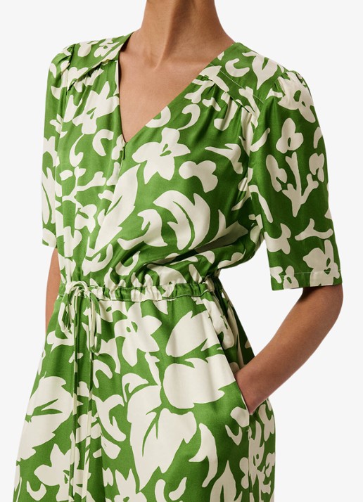Whistles Wide fit jumpsuit met bloemenprint - detail 4 groen