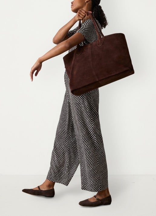 Whistles Wide fit jumpsuit met ruitdessin en ceintuur - voorkant 3 bruin