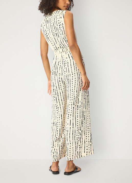Whistles Wide fit jumpsuit met stippenprint - achterkant 4 creme
