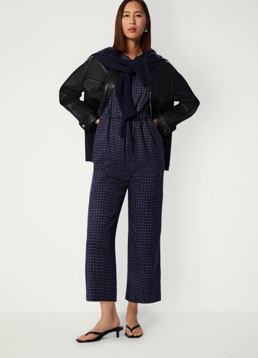 Whistles Wide fit jumpsuit van lyocell - detail donkerblauw