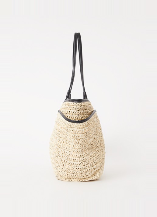 Whistles Zoelle shopper van stro - detail 3 beige