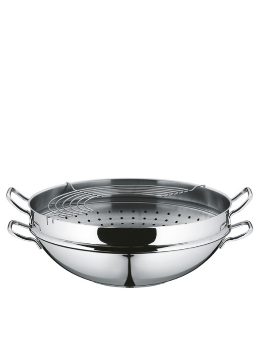 WMF Macao wok 4-delig, 36 cm - detail 4 zilver