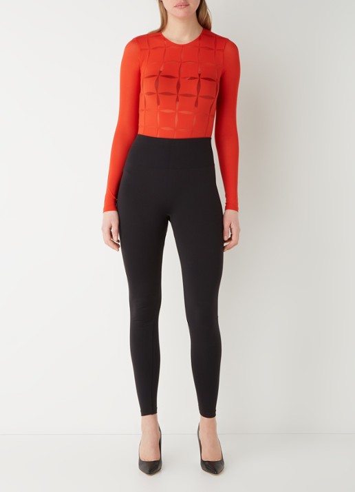 Wolford Anniversary stringbody met mesh - voorkant 3 steenrood