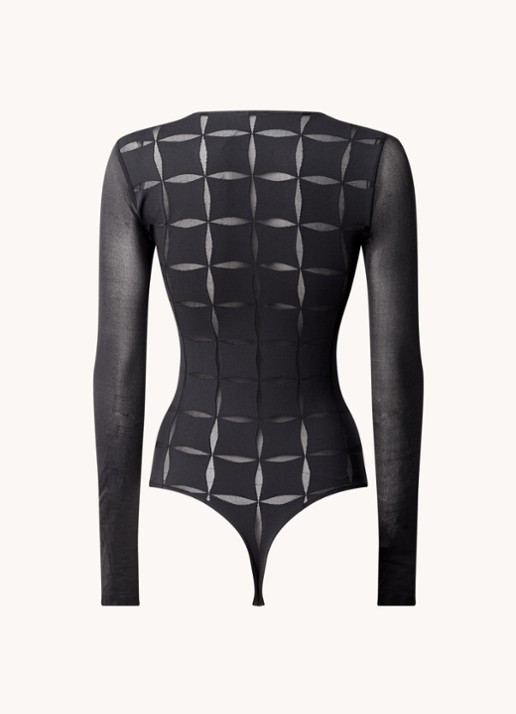 Wolford Anniversary stringbody met mesh - achterkant 4 zwart