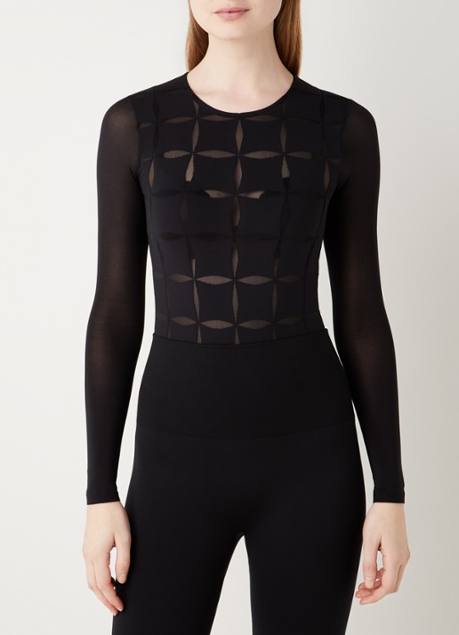 Wolford Anniversary stringbody met mesh - detail 3 zwart