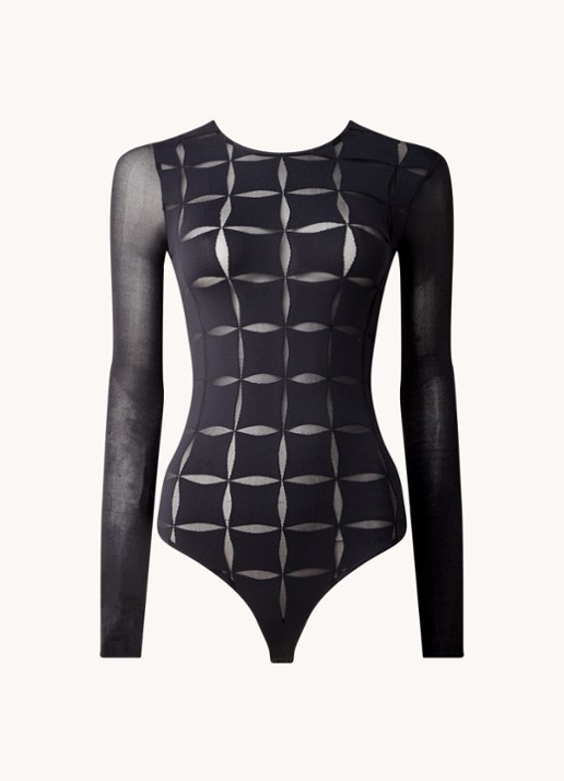 Wolford Anniversary stringbody met mesh - voorkant zwart