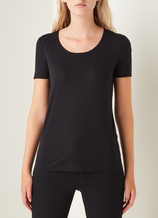 Wolford Aurora T-shirt van jersey - detail diepzwart