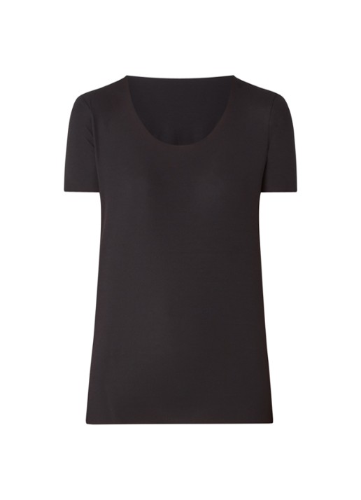 Wolford Aurora T-shirt van jersey - voorkant 2 diepzwart