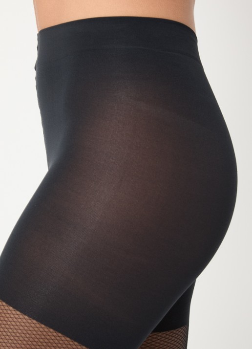 Wolford Backseam Illusion corrigerende netpanty in 30 denier - detail 2 zwart