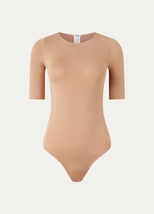 Wolford Bahamas body met ronde hals - voorkant beige