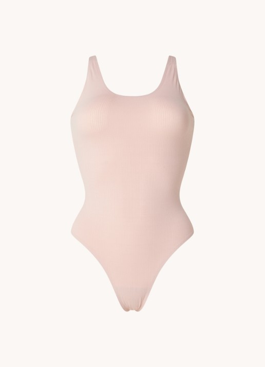 Wolford Beauty Cotton mouwloze stringbody - voorkant 3 oudroze