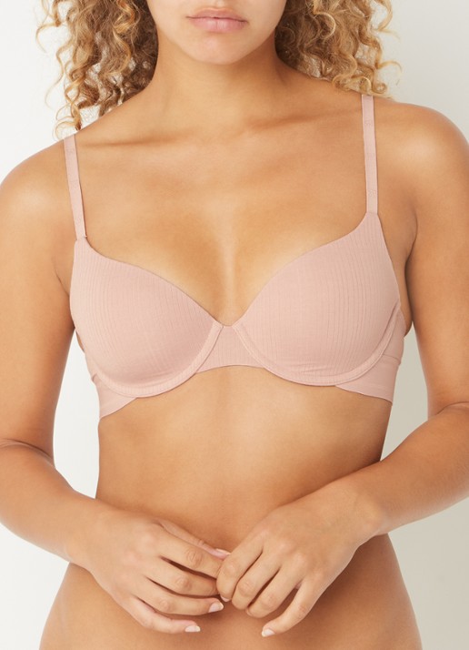 Wolford Beauty Cotton voorgevormde bh met beugel - detail 2 zalmroze