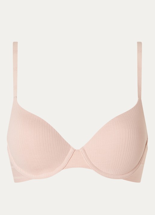 Wolford Beauty Cotton voorgevormde bh met beugel - voorkant 4 zalmroze