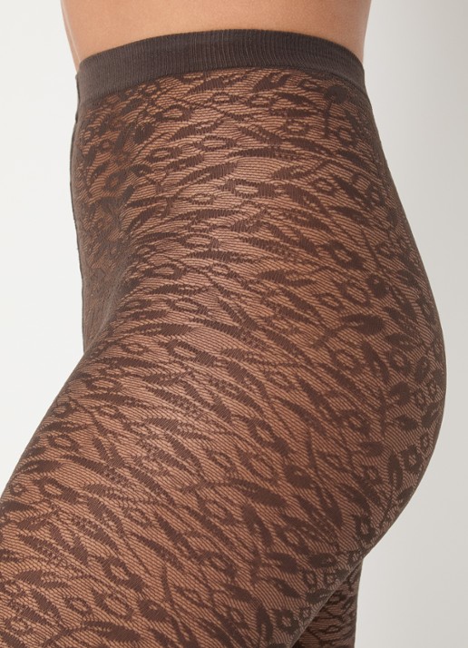 Wolford Bouquet panty met bloemenprint in 30 denier - detail 2 bruin