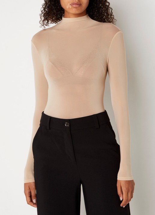 Wolford Buenos Aires stringbody met col - detail donkerbeige