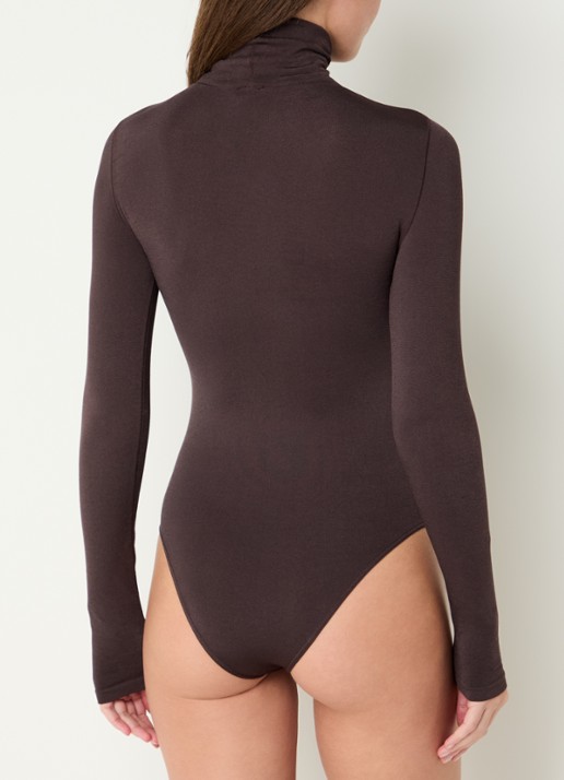 Wolford Colorado body met col - achterkant 2 donkerbruin