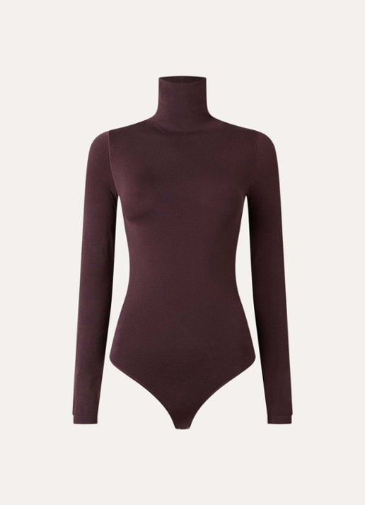 Wolford Colorado stringbody met col - voorkant bordeauxrood