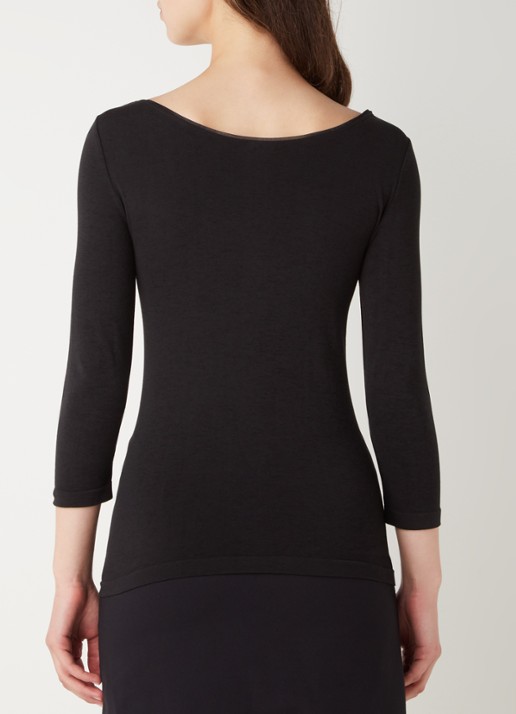 Wolford Cordoba naadloze longsleeve met driekwart mouw - achterkant 2 diepzwart