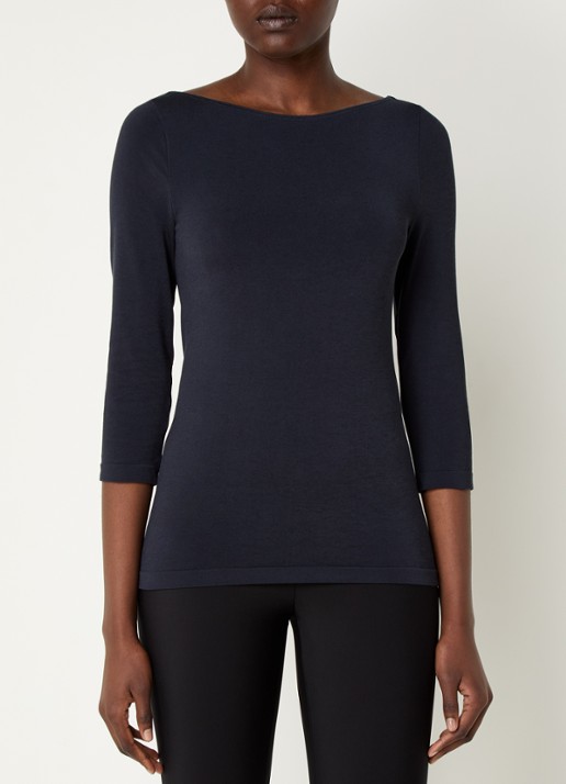 Wolford Cordoba top met boothals - detail 3 donkerblauw