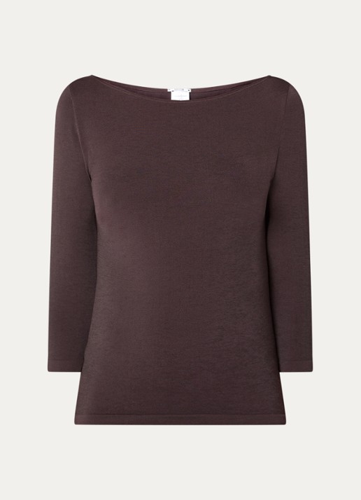 Wolford Cordoba top met boothals - voorkant 3 donkerbruin