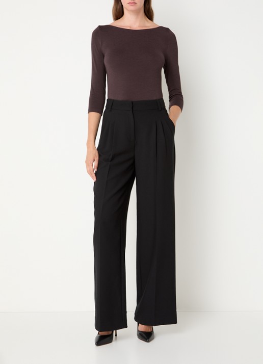 Wolford Cordoba top met boothals - voorkant 4 donkerbruin