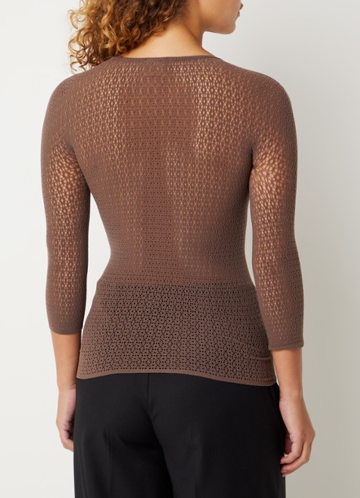 Wolford Daisy Net top met opengewerkt dessin - achterkant 4 lichtbruin