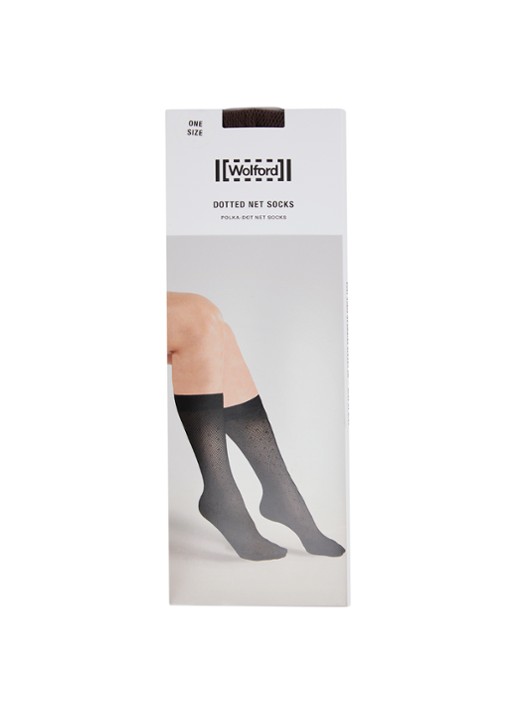 Wolford Dotted net pantykousen  - voorkant donkerbruin