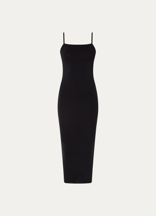 Wolford Fatal maxi jurk met spaghetti bandjes - voorkant zwart